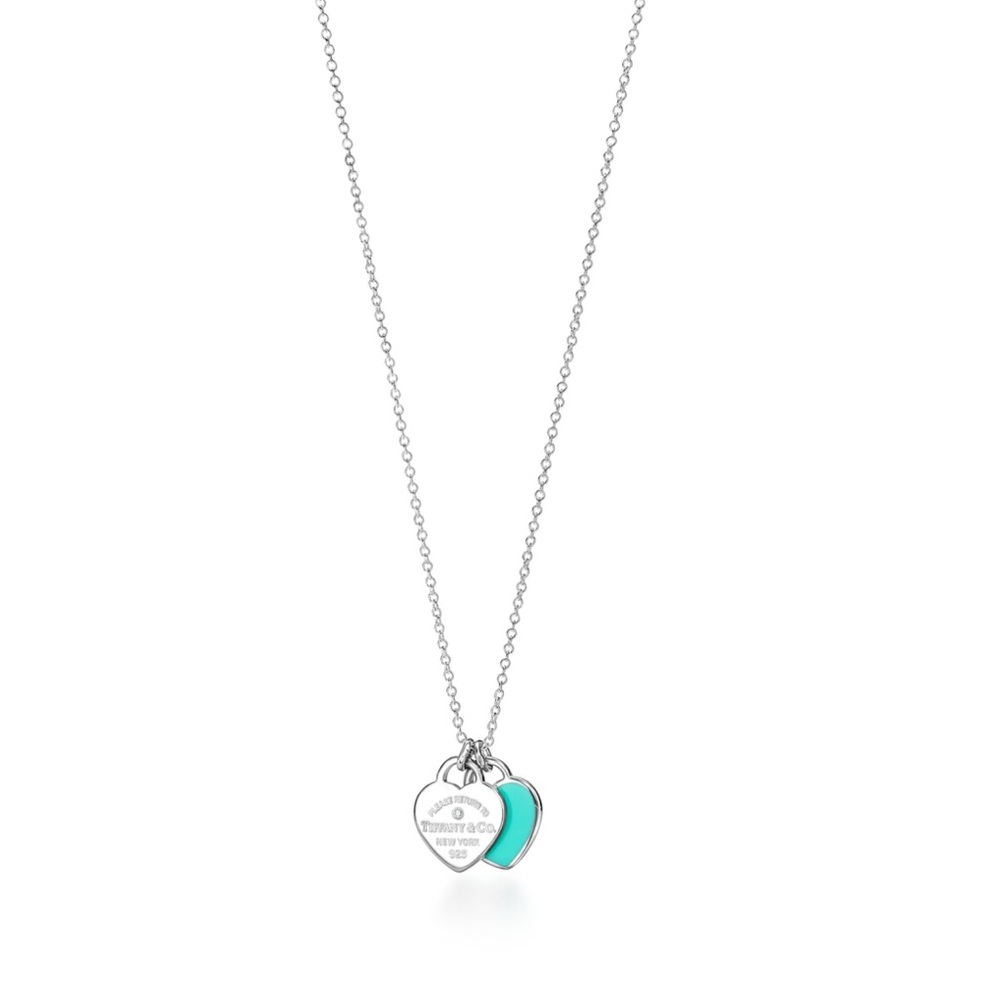 Tiffany & Co. Silver and Blue Heart Pendant Necklace